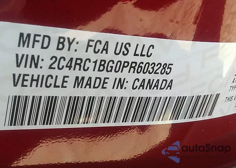 2023 Chrysler Pacifica Touring L z USA, uszkodzony, nr VIN 2C4RC1BG0PR603285